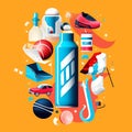 Generative AI Isometric Sports Nutrition Elements- Royalty Free Stock Photo