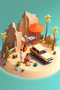 Generative AI Isometric Tropical Beach Vacations-