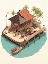 Generative AI Isometric Tropical Beach Vacations-