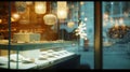 Generative AI Jewelry shop window display business concept.