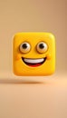 Generative AI: A Joyful Square Emoji in 3D Render