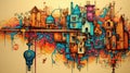 Generative AI, Key design street graffiti art, labyrinth