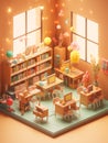 Generative AI Kindergarden Interior with Children-