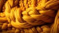 Generative AI, knitted yellow sweater texture closeup, yellow or light orange abstract background, Royalty Free Stock Photo