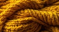 Generative AI, knitted yellow sweater texture closeup, yellow or light orange abstract background, Royalty Free Stock Photo