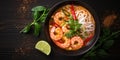 Laksa Shrimp bowl glass noodle dish top view copy space 1