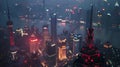 Generative AI landscape of shanghai china at night business concept. Royalty Free Stock Photo