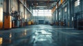Generative AI Large factory workshop space building.