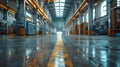 Generative AI Large factory workshop space building business concept.