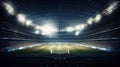 Generative AI of a large football stadium with bright lights at night Royalty Free Stock Photo