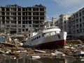 A large ship was stranded in a suburban town after the tsunami