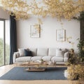 Generative AI, Light-color casual style indoor living room decoration design
