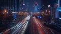 Generative AI the light trails on the street in shanghai china business concept. Royalty Free Stock Photo