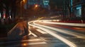 Generative AI the light trails on the street in shanghai china business concept. Royalty Free Stock Photo