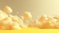 Generative AI, Light yellow fantastic 3d clouds on the floor, sky and landscape.