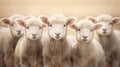 Generative AI, little lambs looking at the camera on a farm, sheeps