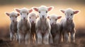 Generative AI, little lambs looking at the camera on a farm, sheeps