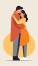 Generative AI Love Couple Character Hug- Royalty Free Stock Photo