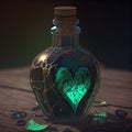 Generative AI: love elixir in a beautiful bottle heart shaped