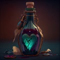 Generative AI: love elixir in a beautiful bottle heart shaped