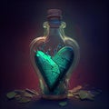 Generative AI: love elixir in a beautiful bottle heart shaped