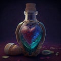 Generative AI: love elixir in a beautiful bottle heart shaped