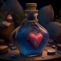 Generative AI: love elixir in a beautiful bottle heart shaped