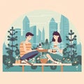 Generative AI Lovers Couple Relax Spend-