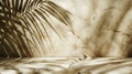 Generative AI Luxury marble and brown paper color background with tropical palm shadow Natural material with exoti