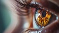 Generative AI Macro detail of a human eye brown iris with strong detail and sharpness Macro detail of eye for back