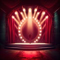 Generative AI: Magic theater stage red curtains Show Spotlight Royalty Free Stock Photo