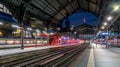 Generative AI Main station with SBahn train entering motion blur Stuttgart BadenWuerttemberg Germany Europe busine