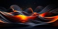 Majestic waves of black and glowing orange silk against a starry night sky, conveying a sense of calm, cosmic beauty, and abstract Royalty Free Stock Photo