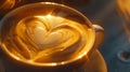 Generative AI Making of cafe latte art heart shape business concept.