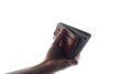 Generative AI Man hand open an empty wallet on white background business concept. Royalty Free Stock Photo