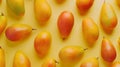 Generative AI many fresh mangoes on yellow background business concept. Royalty Free Stock Photo