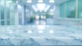 Generative AI Marble table top with blur hospital clinic medical interior background business concept. Royalty Free Stock Photo