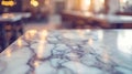 Generative AI marble table top with blurred abstract cafe restaurant interior background business concept. Royalty Free Stock Photo