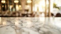 Generative AI marble table top with blurred abstract hotel interior background business concept. Royalty Free Stock Photo