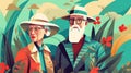 Generative AI Mature Tourist Characters Stand-