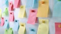 Generative AI memo board with empty note on white background business concept.