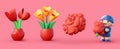 Generative AI Miniature People Making Bouquet-