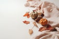 Generative AI of a minimal autumn or thanksgiving background with natural ornaments