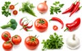 Generative AI mix set collection vegetable fresh isolated on white background onion tomato Pea parsley chili peppe Royalty Free Stock Photo