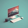 Generative AI Mock up Desktop computer- Royalty Free Stock Photo