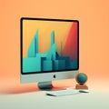 Generative AI Mock up desktop computer- Royalty Free Stock Photo