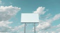 Generative AI Mock up image  blank white billboard or large advertising display and white clouds against blue sky Royalty Free Stock Photo