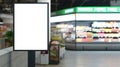 Generative AI Mockup advertising board in front of supermarket Blank price list board Mock up billboard for your t Royalty Free Stock Photo