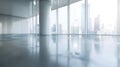 Generative AI modern building and empty floor with skyline business concept. Royalty Free Stock Photo