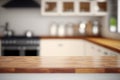 Generative AI. A modern dark wooden kitchen countertop with decor and a copy space to mount your product display on top Royalty Free Stock Photo